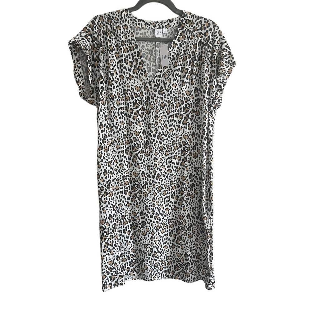 Gap V-Neck Dolman Sleeve Leopard Print Dress Size Small Tall - Picture 3 of 9